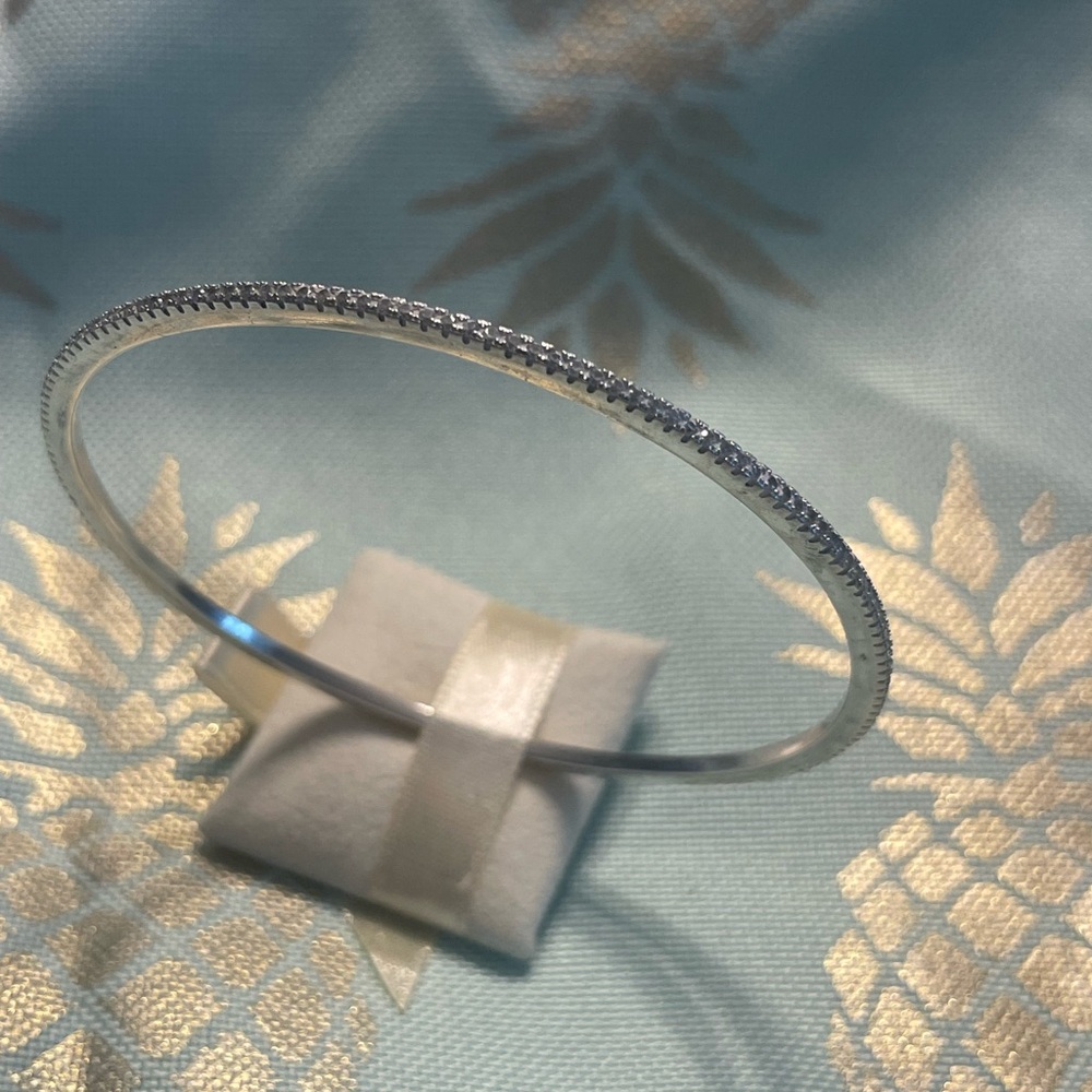 Sterling silver pave bangle bracelet